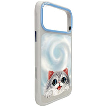 Заредете изображение във визуализатора на галерията – NIMMY case BIG EYED LYING SILVER SHADED CAT compatible with MagSafe for IPHONE 18 Pro Max/17 Pro Max grey
