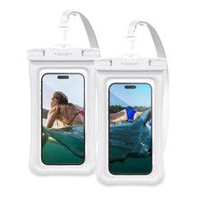 Заредете изображение във визуализатора на галерията – Spigen Aqua Shield A610 waterproof case floating on water - white 2 pcs.
