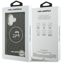 Заредете изображение във визуализатора на галерията – KARL LAGERFELD case for IPHONE 17 compatible with MagSafe KLHMP17SHMKBKCHOK (IML Glitter K&amp;C Heads Logo) black
