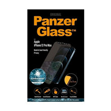 Заредете изображение във визуализатора на галерията – PanzerGlass E2E Super+ Microfracture antibacterial tempered glass for iPhone 12 Pro Max - with black frame
