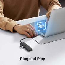 Заредете изображение във визуализатора на галерията – Ugreen CM219 HUB with 4 USB-A 3.0 ports and USB-A 3.0 cable - black
