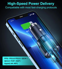 Заредете изображение във визуализатора на галерията – Choetech TC0010 USB-C USB-A PD 63W car charger - black
