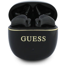 Заредете изображение във визуализатора на галерията – Wireless earphones TWS Guess Glossy Gold Line Classic black
