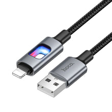 Заредете изображение във визуализатора на галерията – LED Cable USB A to Lightning Hoco 2,4A 1,2 m U144 black
