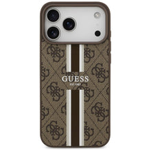 Заредете изображение във визуализатора на галерията – GUESS case for IPHONE 17 Pro Max compatible with MagSafe GUHMP17XP4RPSW (4G Printed Stripes) brown
