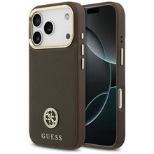 Заредете изображение във визуализатора на галерията – GUESS case for IPHONE 17 Pro compatible with MagSafe GUHMP17LPGCRMDEW (PU W/ Grained Strass Logo) brown
