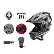 Заредете изображение във визуализатора на галерията – Rockbros TT-32SBTG-L children's bicycle helmet with removable chinbar, size L - gray
