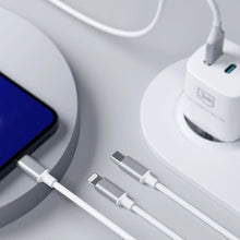 Заредете изображение във визуализатора на галерията – 3mk Hyper Cable 3in1 USB-A - USB-C / USB-C - micro USB - Lightning 1.5m - white
