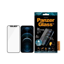 Заредете изображение във визуализатора на галерията – PanzerGlass E2E Microfracture antibacterial glass with camera cover for iPhone 12 Pro Max - with black frame
