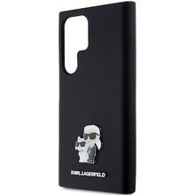 Заредете изображение във визуализатора на галерията – Original Pouch KARL LAGERFELD  hardcase Silicone Karl&amp;Choupette Metal Pin KLHCS24LSMHKCNPK for Samsung Galaxy S24 Ultra black
