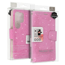 Заредете изображение във визуализатора на галерията – Liavec Glitter Magsafe Book Case for Samsung Galaxy S22 Ultra pink
