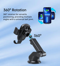 Заредете изображение във визуализатора на галерията – Choetech T203-F gravity car holder with 15W inductive charger for cockpit - black
