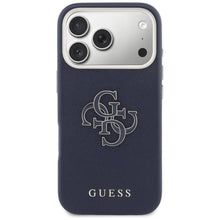 Заредете изображение във визуализатора на галерията – GUESS case for IPHONE 17 Pro GUHCP17L5PS4RGGB (PU FW Resin Logo) blue
