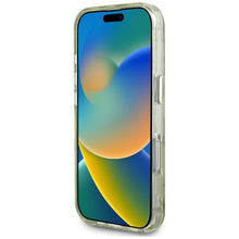 Заредете изображение във визуализатора на галерията – GUESS case for IPHONE 16 Pro Max compatible with MagSafe GUHMP16XHFLPEDN (IML Metal Glitter Flowers Triangle) green
