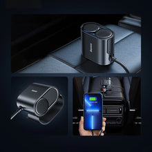 Заредете изображение във визуализатора на галерията – Baseus High Efficiency Pro 2x cigarette lighter socket adapter with USB-A USB-C 30W charger - black
