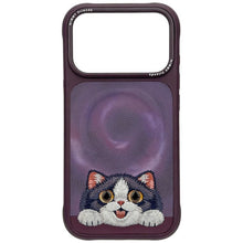 Заредете изображение във визуализатора на галерията – NIMMY case BIG EYED LYING CREAM CAT compatible with MagSafe for IPHONE 18 Pro Max/17 Pro Max purple
