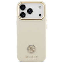 Заредете изображение във визуализатора на галерията – GUESS case for IPHONE 17 Pro compatible with MagSafe GUHMP17LPGCRMDEE (PU W/ Grained Strass Logo) beige
