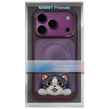 Заредете изображение във визуализатора на галерията – NIMMY case BIG EYED LYING CREAM CAT compatible with MagSafe for IPHONE 18 Pro/17 Pro purple
