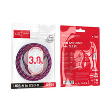 Заредете изображение във визуализатора на галерията – Cable USB A to USB C Hoco 3A 1 m X116 gradient purple
