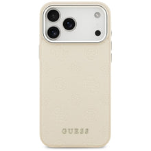 Заредете изображение във визуализатора на галерията – GUESS case for IPHONE 17 Pro Max compatible with MagSafe GUHMP17XPSPOSSSE (PU W/ Peony Hot Stamp Script) beige
