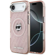 Заредете изображение във визуализатора на галерията – KARL LAGERFELD case for IPHONE 17 Air compatible with MagSafe KLHMP17MHMKBCHOP (IML Choupette Head Logo) pink
