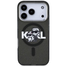 Заредете изображение във визуализатора на галерията – KARL LAGERFELD case for IPHONE 17 Pro compatible with MagSafe KLHMP17LHGKCGKBK (IML Glitter k&amp;C Sketch Logo) black
