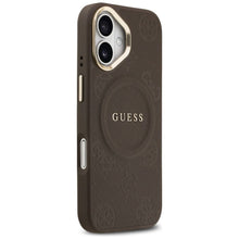 Заредете изображение във визуализатора на галерията – GUESS case for IPHONE 17 compatible with MagSafe GUHMP17SPSAMSECW (PU W/ Peony Hot Stamp) brown
