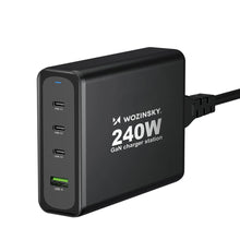 Заредете изображение във визуализатора на галерията – Wozinsky WGCSB 240W GaN wall charger USB-A / 3 x USB-C - black
