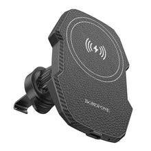 Заредете изображение във визуализатора на галерията – Borofone Car holder BH215 Adelante magnetic with induction charging to air vent black
