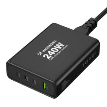 Заредете изображение във визуализатора на галерията – Wozinsky WGCSB 240W GaN wall charger USB-A / 3 x USB-C - black
