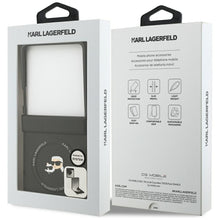 Заредете изображение във визуализатора на галерията – KARL LAGERFELD case for SAMSUNG Z Flip7 compatible with MagSafe KLHMZF7PSMLRKCK (PU K&amp;C PINS) black
