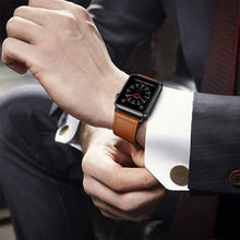 Заредете изображение във визуализатора на галерията – Tech-Protect LeatherFit strap for Apple Watch 4 / 5 / 6 / 7 / 8 / 9 / SE / Ultra 1 / 2 (42/44/45/49 mm) - brown
