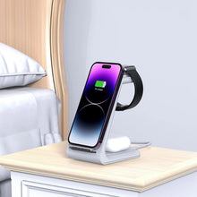 Заредете изображение във визуализатора на галерията – Tech-Protect A8 10W inductive charger in the form of a 3-in-1 stand for a smartphone / headphones / smartwatch - white
