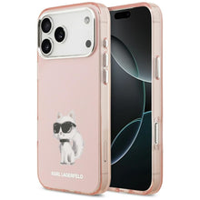 Заредете изображение във визуализатора на галерията – KARL LAGERFELD case for IPHONE 17 Pro compatible with MagSafe KLHMP17LHGKCGKBK (IML Glitter k&amp;C Sketch Logo) black
