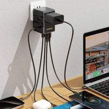 Заредете изображение във визуализатора на галерията – Dudao A35Pro 35W EU / UK / AUS / US / JP travel adapter 3x USB-C 2x USB-A - black
