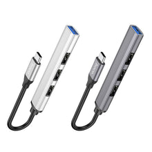 Заредете изображение във визуализатора на галерията – Adapter HUB 4w1 (USB 3.0+USB 2.0 x 3) USB-A Hoco HB26 szary
