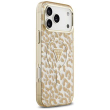 Заредете изображение във визуализатора на галерията – GUESS case for IPHONE 17 Pro compatible with MagSafe GUHMP17LHLEGTGLW (PC TPU W/ Leopard Glitter) brown
