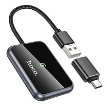 Заредете изображение във визуализатора на галерията – Wireless CarPlay adapter Hoco USB A / USB C HU1 black
