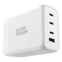 Заредете изображение във визуализатора на галерията – Silver Monkey SMA156 200W 3xUSB-C PD USB-A QC 3.0 GaN Charger with Detachable Power Cable - White
