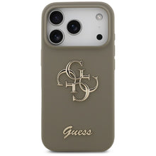 Заредете изображение във визуализатора на галерията – GUESS case for IPHONE 17 Pro Max GUHCP17XSC4GSMW (Silicone W/ Big 4G Script) brown
