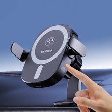Заредете изображение във визуализатора на галерията – Dudao FW11 car phone holder with 15W inductive charger for air vent / cockpit - black
