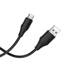 Заредете изображение във визуализатора на галерията – Silicone Cable USB A to USB C Hoco 3A 1 m X124 black
