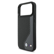 Заредете изображение във визуализатора на галерията – BMW case for IPHONE 17 Pro Max compatible with MagSafe BMHMP17X25PCCSCAK (PU Carbon Logo) anthracite
