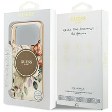 Заредете изображение във визуализатора на галерията – GUESS case for IPHONE 17 Pro Max compatible with MagSafe GUHMP17XHFWBDCEW (IML Flower &amp; Tonal Circle) brown
