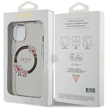 Заредете изображение във визуализатора на галерията – Guess IML Flowers Wreath MagSafe case for iPhone 15 / 14 / 13 - black
