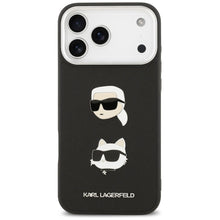 Заредете изображение във визуализатора на галерията – KARL LAGERFELD case for IPHONE 17 Pro Max KLHCP17XPSFDHPOK (FW Grained PU W/ K&amp;C Heads Pin &amp; Logo) black
