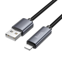 Заредете изображение във визуализатора на галерията – Cable USB A to Lightning Hoco 2,4A with display 1 m X112 black
