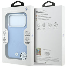 Заредете изображение във визуализатора на галерията – BMW case for IPHONE 18 Pro/17 Pro compatible with MagSafe (Sign Inclined Deboss Letters) blue
