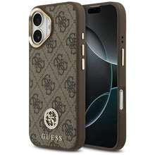 Заредете изображение във визуализатора на галерията – GUESS case for IPHONE 17 compatible with MagSafe GUHMP17SP4GRMDEW (PU W/ 4G Strass Logo) brown
