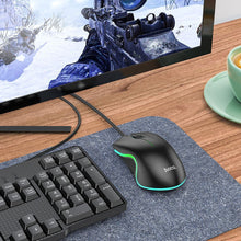 Заредете изображение във визуализатора на галерията – HOCO wire computer mouse USB A 1000 DPI with flashing GM19 black
